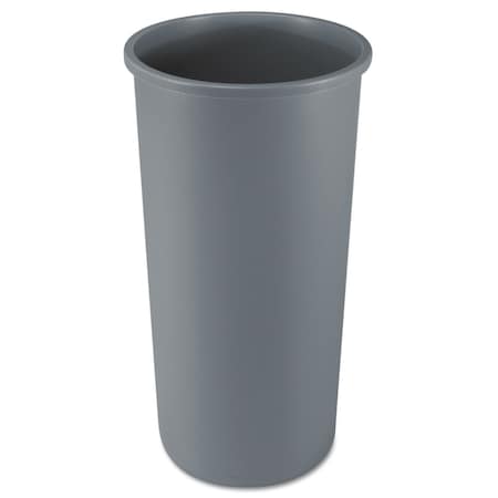 Rubbermaid Commercial 22 gal Round Indoor Plastic Can, Gray, Open Top, Plastic FG354600GRAY